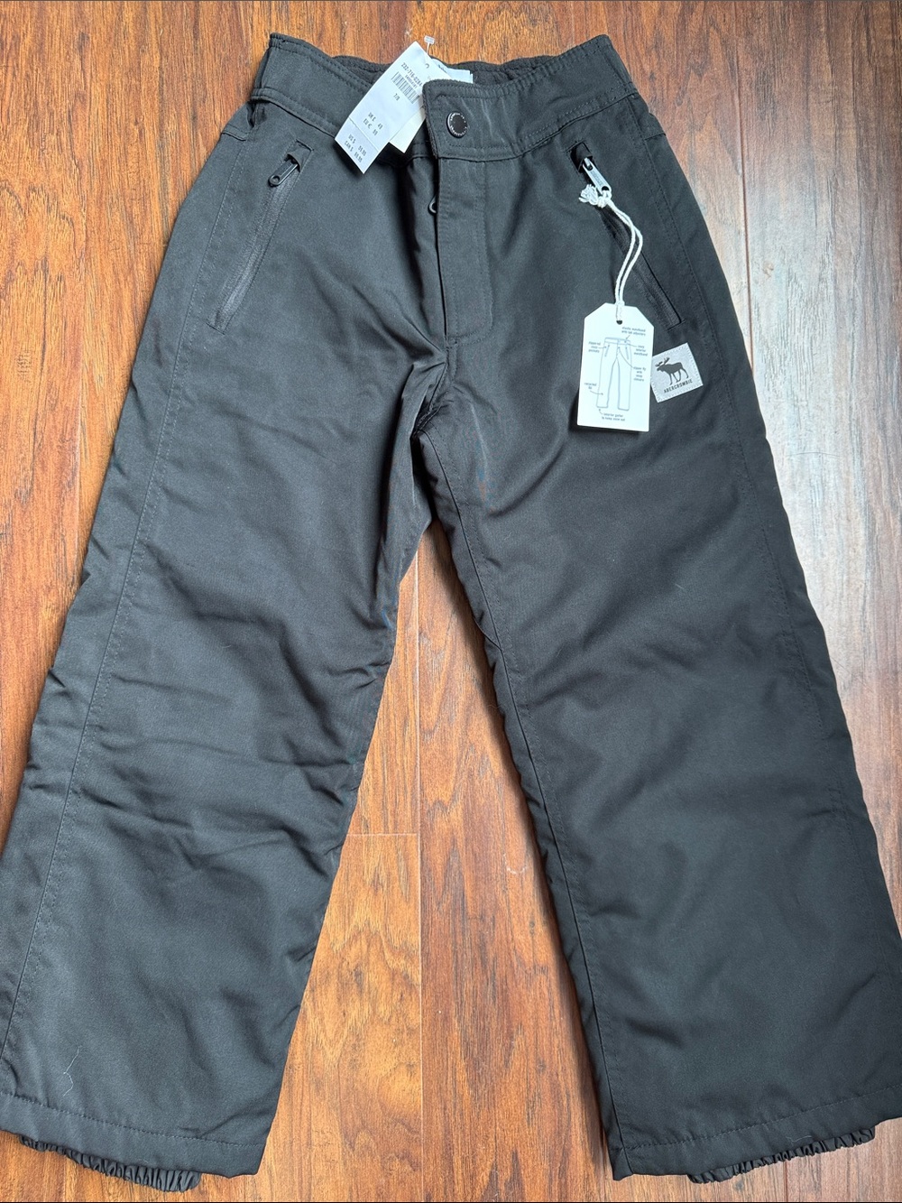 NWT Abercrombie Kids A&F Snow Pants Black Girls 7/8 Ski Snowboard